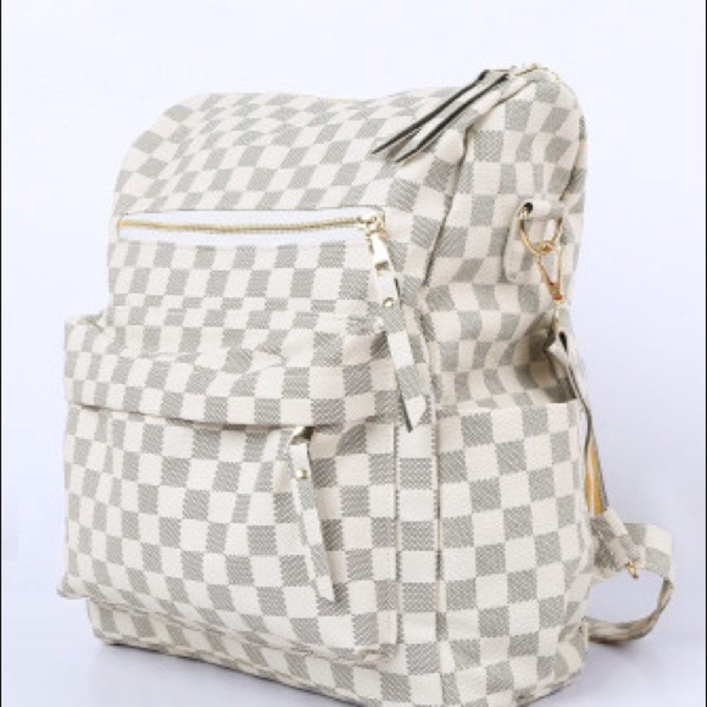 Checkered backpack convertible backpack